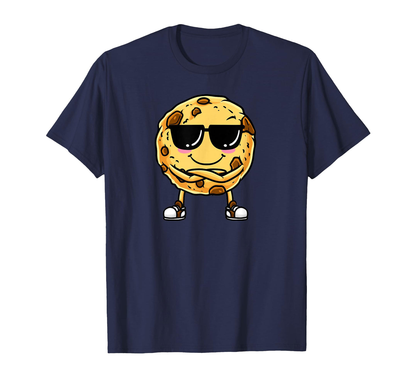 Chocolate Chip Cookie With Sunglasses Design T-Shirt