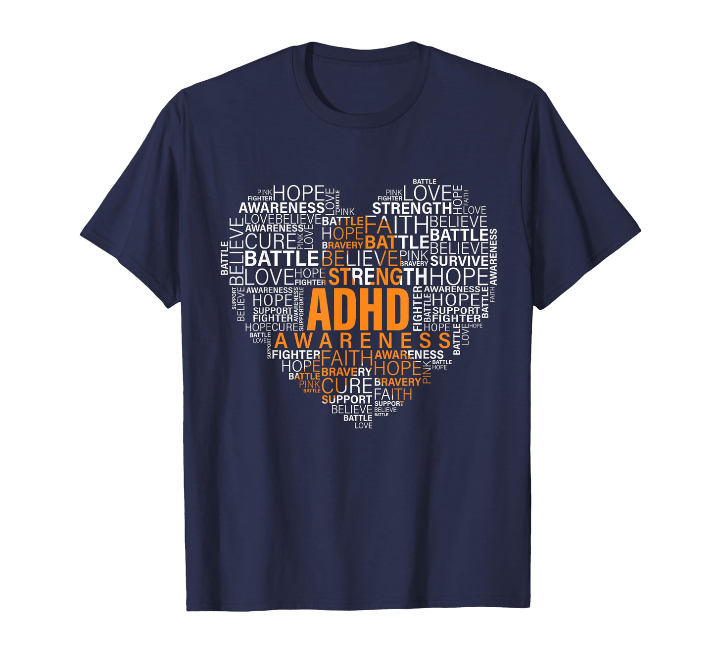 ADHD awareness words cloud heart support proud ADHD warrior T-Shirt