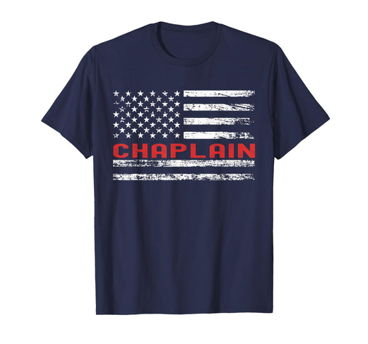 Chaplain USA Flag Profession Retro Job Title T-Shirt