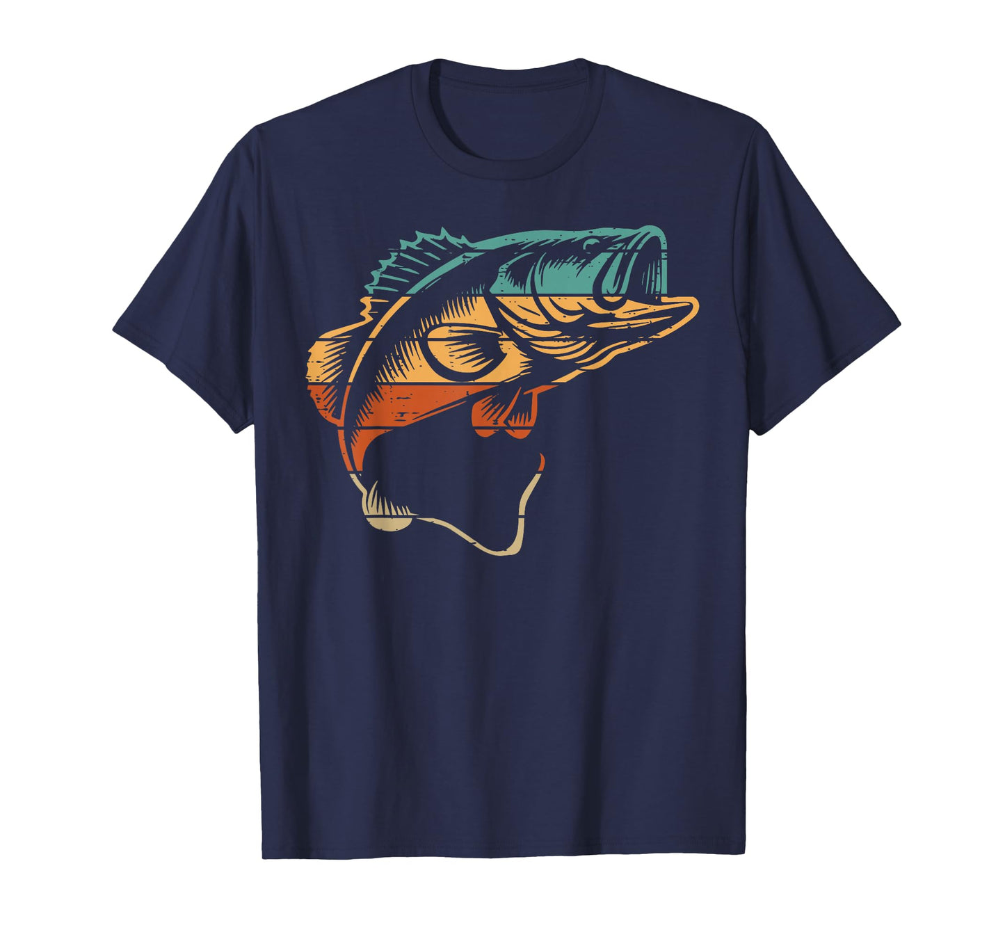 Fishing Bass Fish Retro Colors Fisherman Art Men Women Kids T-Shirt