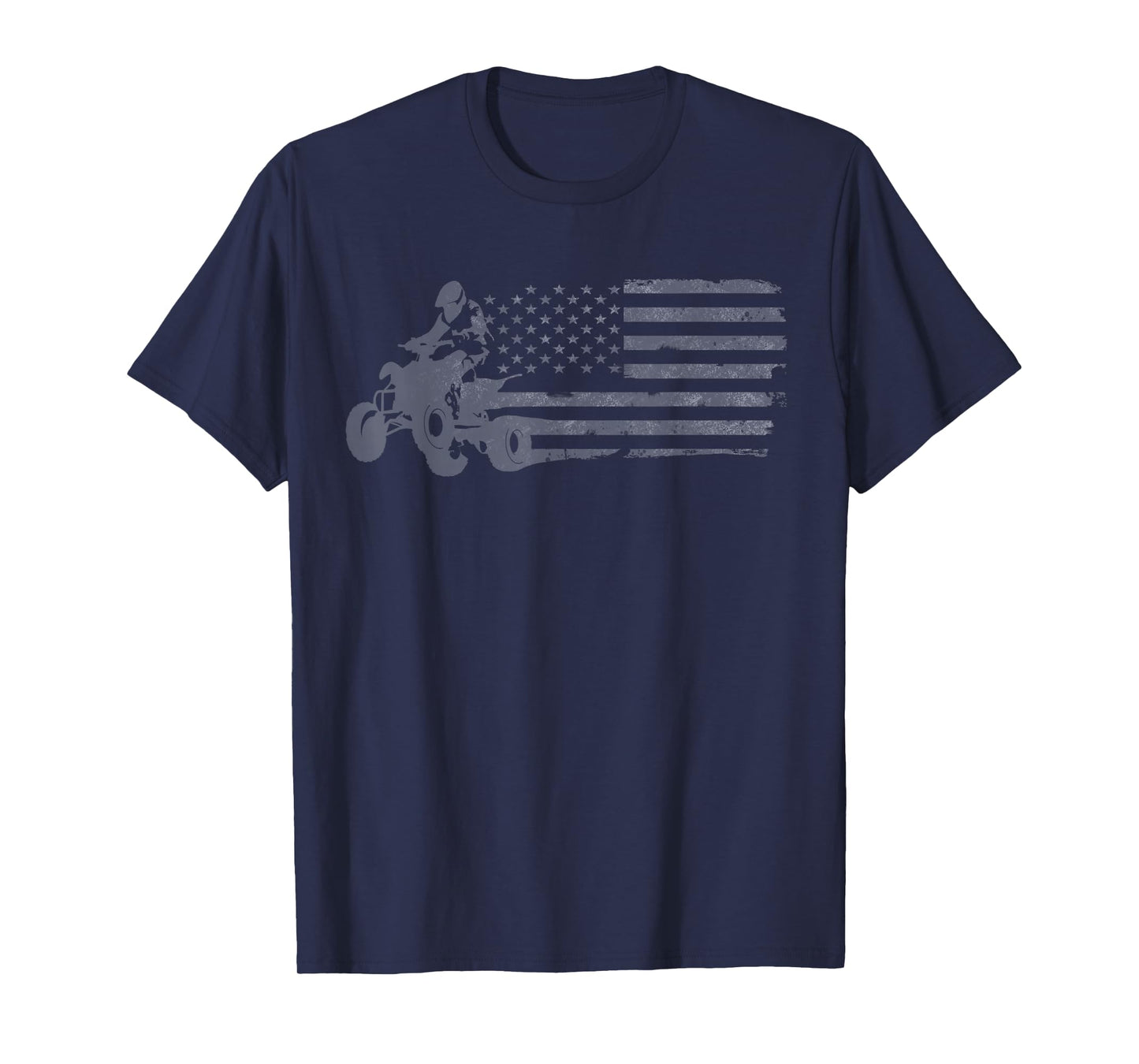 ATV Quad Four Wheeler Bike Rider American Flag Distressed T-Shirt