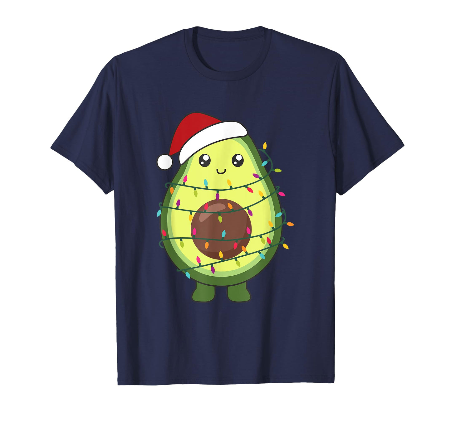 Avocado Christmas Food With Fairy Lights Funny Avocados T-Shirt