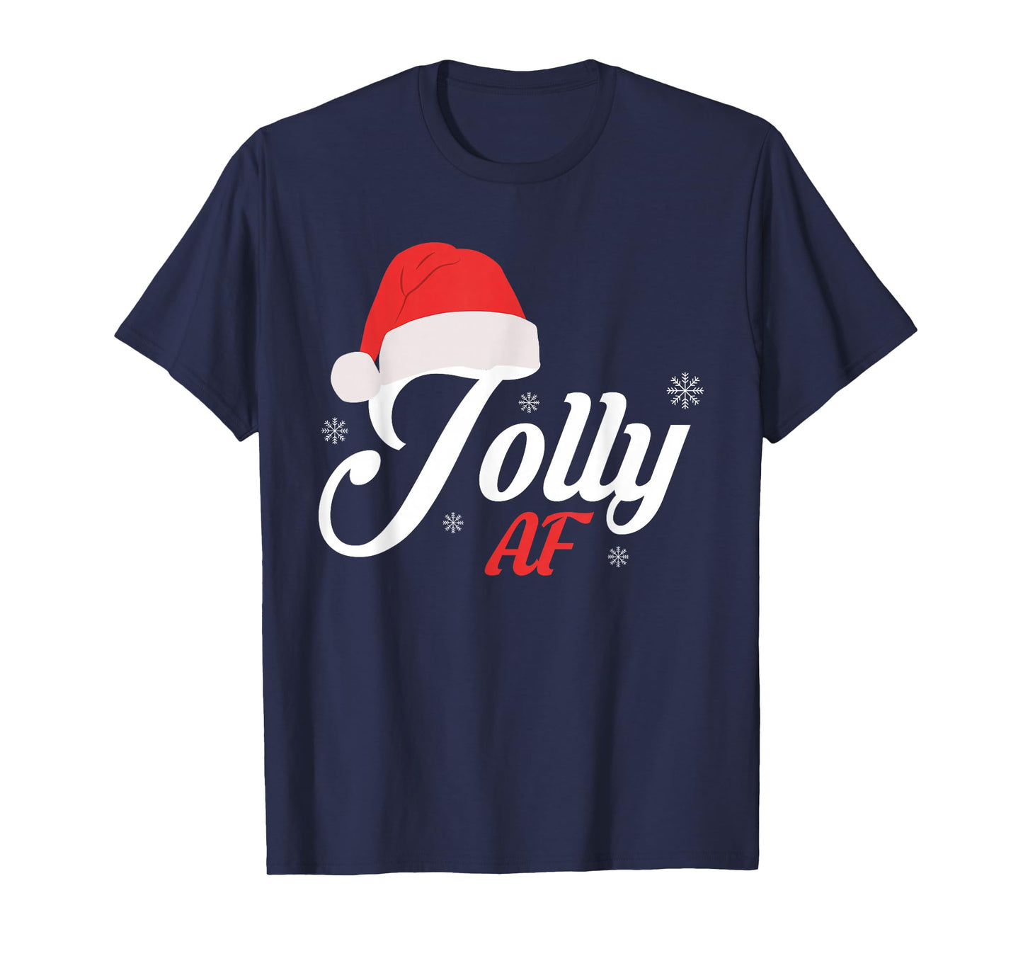 Jolly Santa Hat Snowflakes Merry Christmas T-Shirt