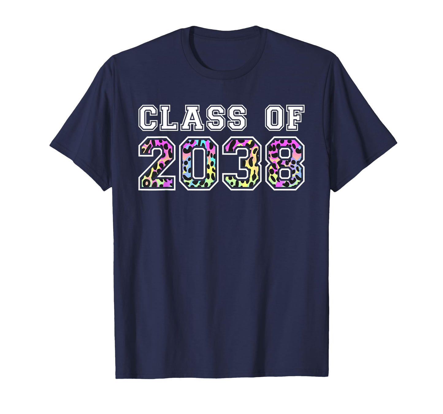Class Of 2038 Grow With Me Pre-k 12th Grade Leopard Rainbow T-Shirt