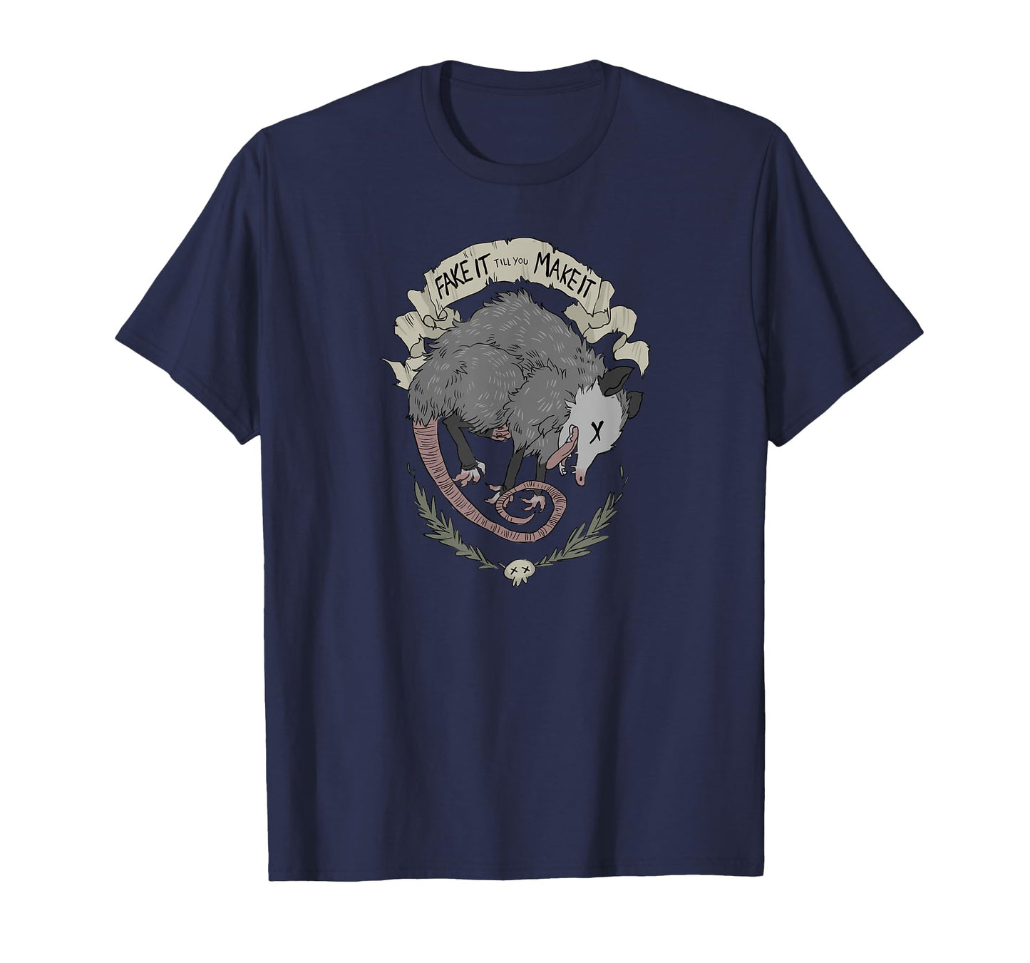 Street Cats Team Trash Racoon Rat Backyard Animal Opossum I Funny Dead Possum Fake It Till You Make It Unisex-Adults Black Short Sleeve T-Shirt