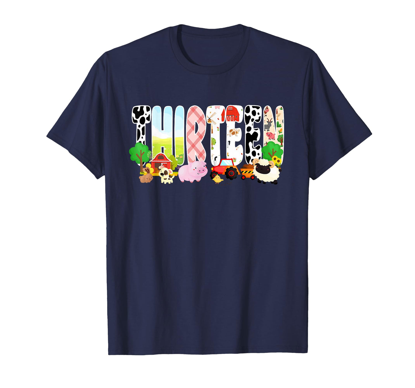 13 Year Old Boy Girl 13th Birthday Farm Animals Theme T-Shirt