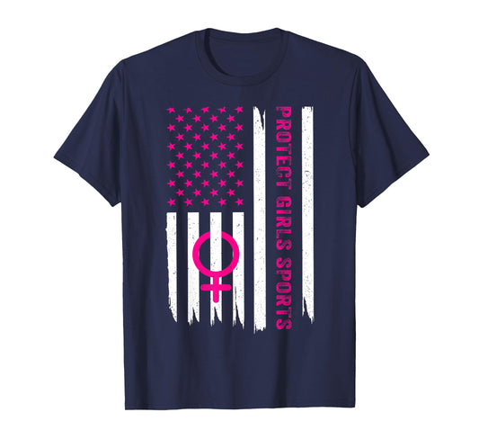 Protect Girls Sports, Support Women Girls Sport, US Flag T-Shirt