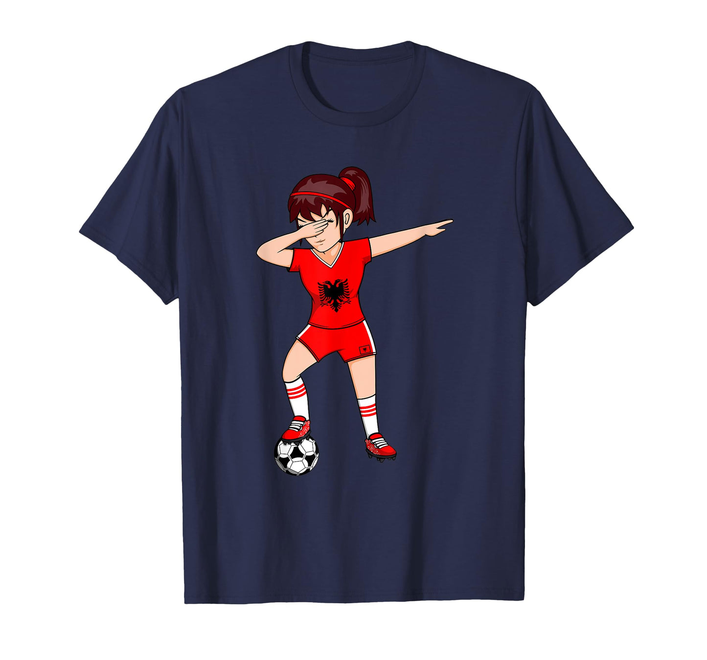Dabbing Soccer Girl Albania Jersey Albanian Football Lovers T-Shirt