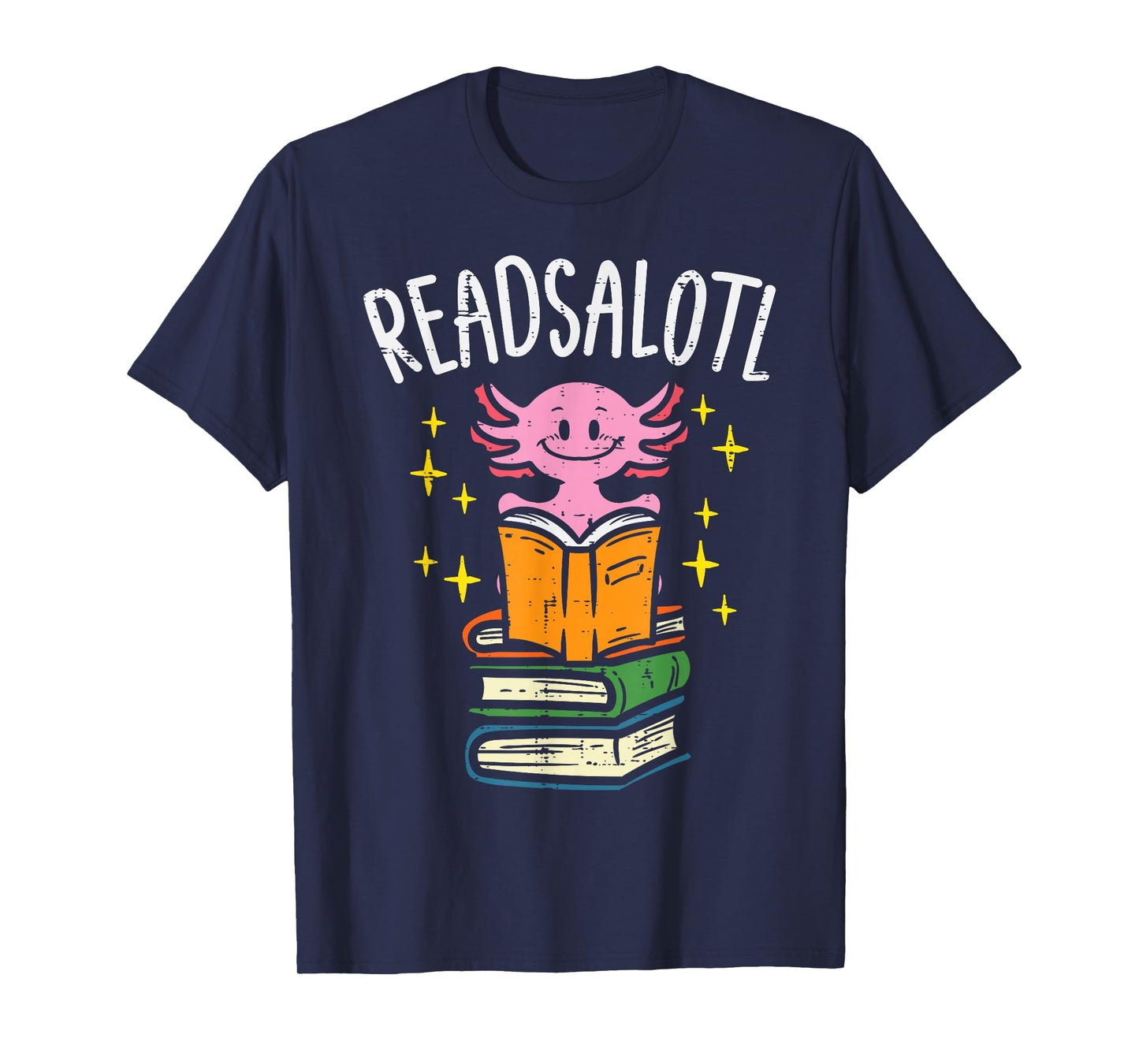 Axolotl Books Readsalotl Reading Bookworm Boys Girls Kids T-Shirt Small