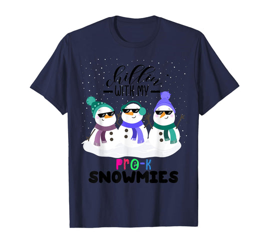 chillin with my pre-k snowmies christmas teacher gift Men Women Kids T-Shirt