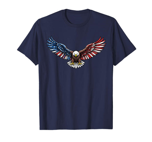 Patriotic Bald Eagle 4th of July USA American Flag Men Boys T-Shirt
