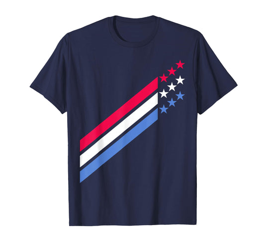 USA American Patriotic Red White Blue Stars & Stripes Sports T-Shirt