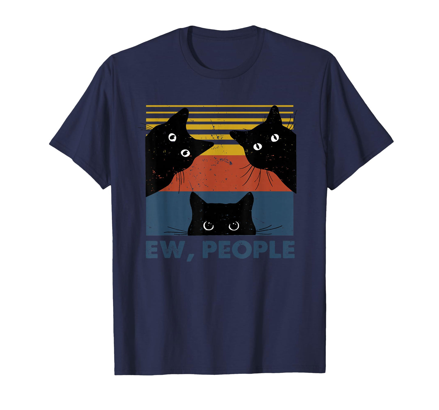 Ew, People Three Black Cats Vintage Retro – Funny Cat T-Shirt