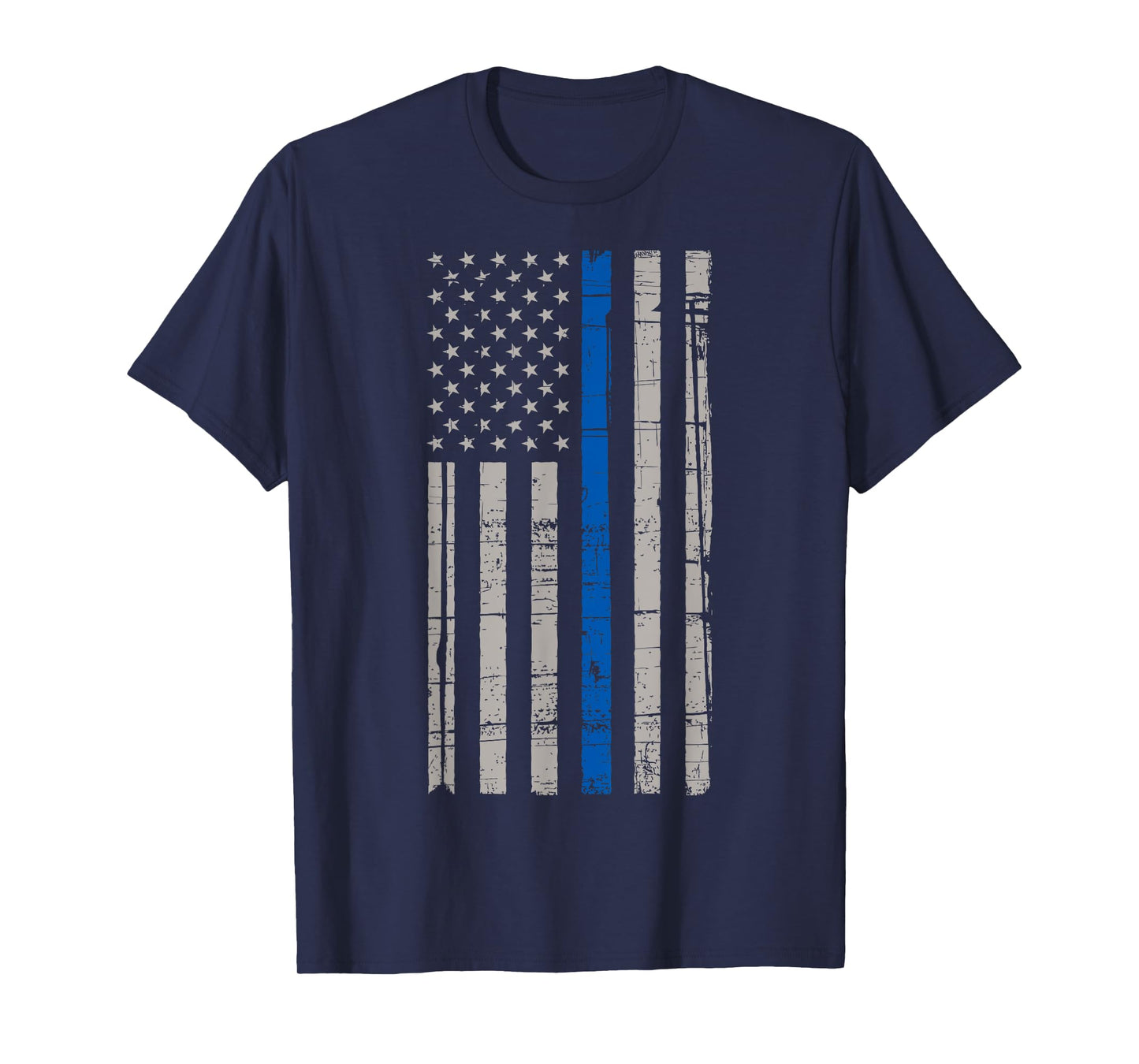 Thin Blue Line American Flag T Shirt Law Enforcement LEO