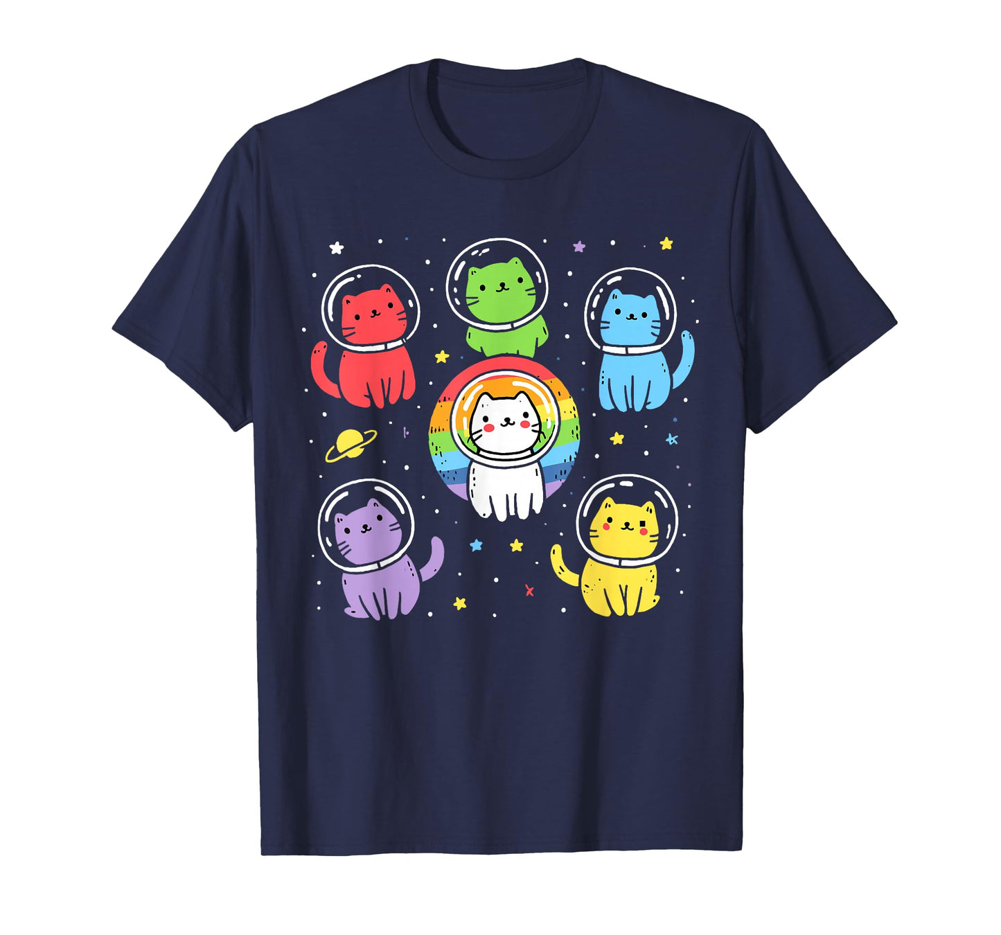 Gay Cats in Space Rainbow Pride Month LGBT Ally T-Shirt