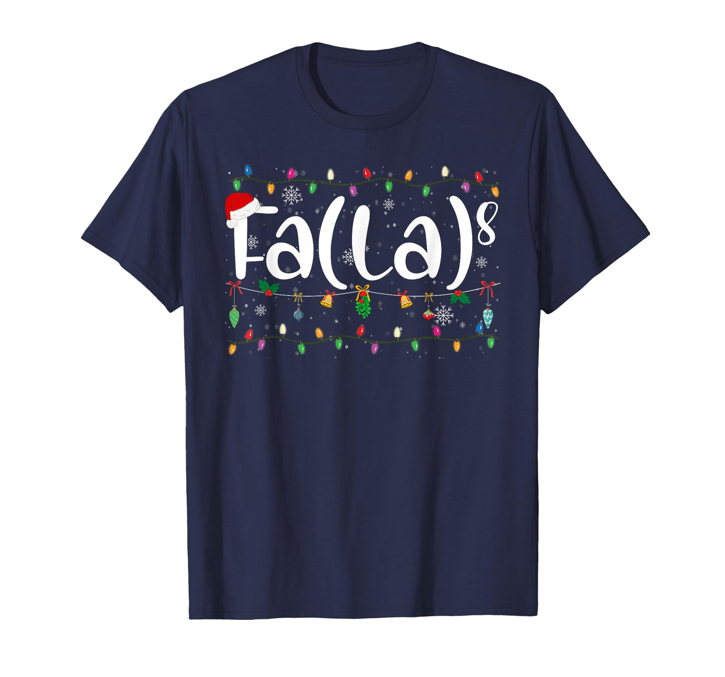 Funny Christmas Lights FA (La) 8 Santa Hat Math Teacher Kid T-Shirt
