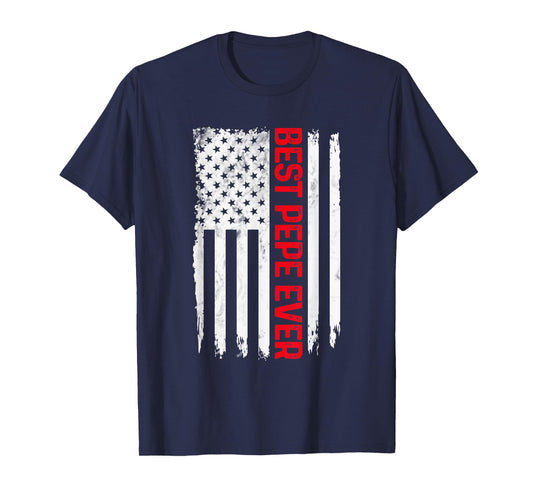 Mens Best Pepe Ever American flag Funny Papa Grandpa T-Shirt