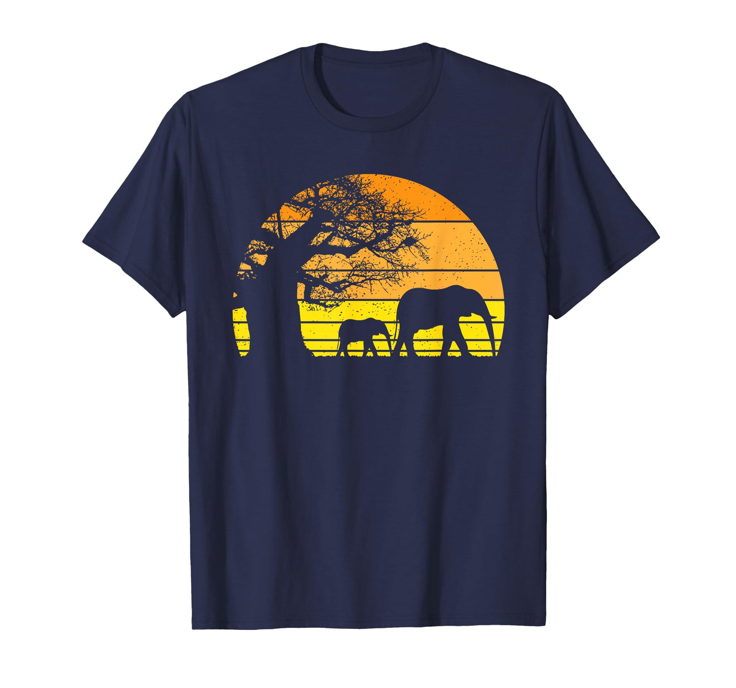 Elephant Safari Vintage Sunset Baobab Africa Flag T-Shirt
