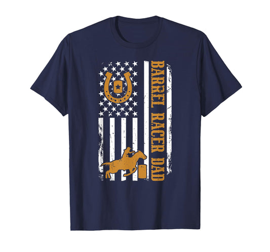 Barrel Racer Dad American Flag Barrel Racing Dad Men T-Shirt