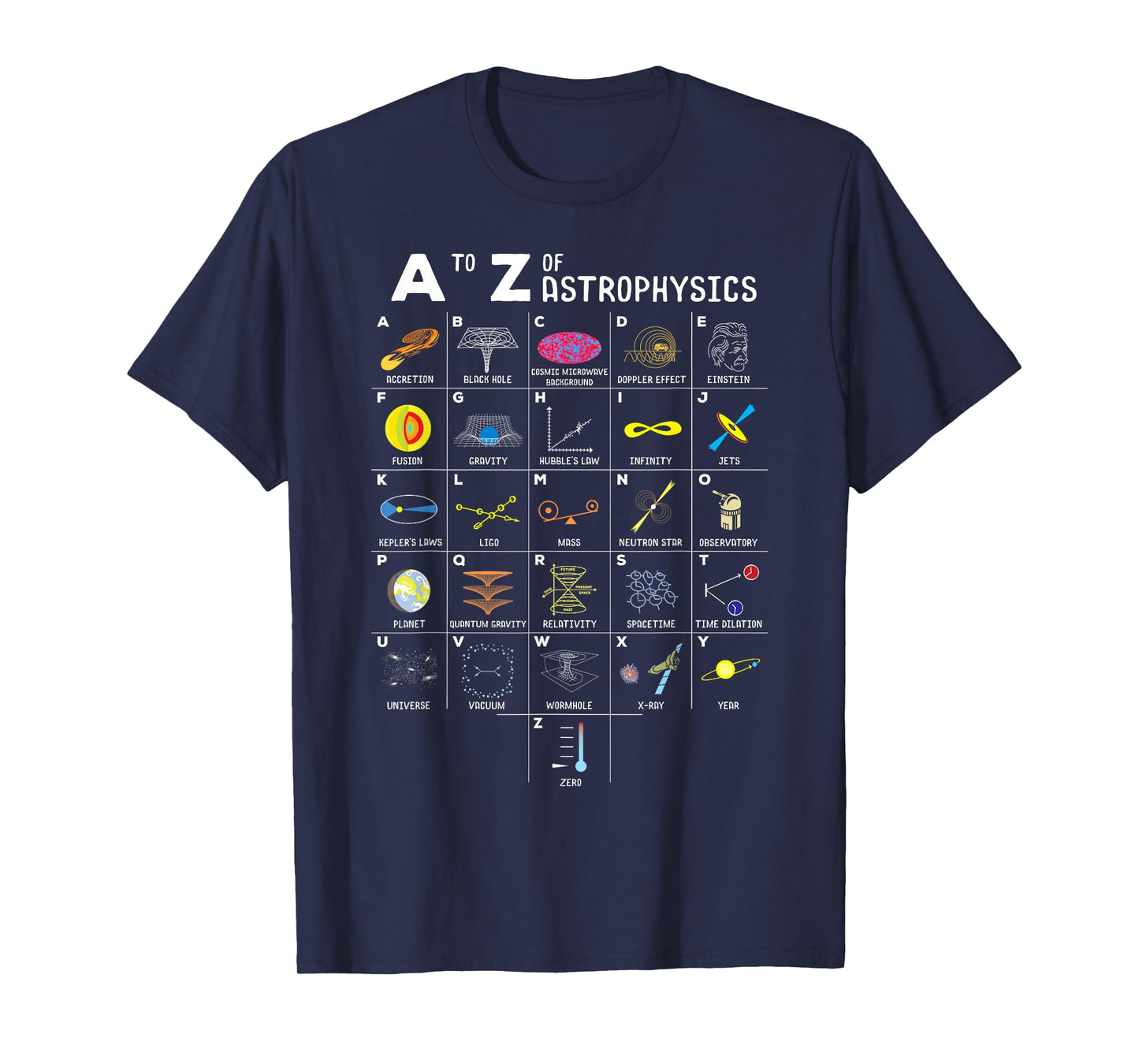 A to Z Funny Astronomy Lovers Astrophysics Astronomers T-Shirt