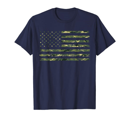 Proud Veteran Camouflage United States Army US Flag Soldier T-Shirt