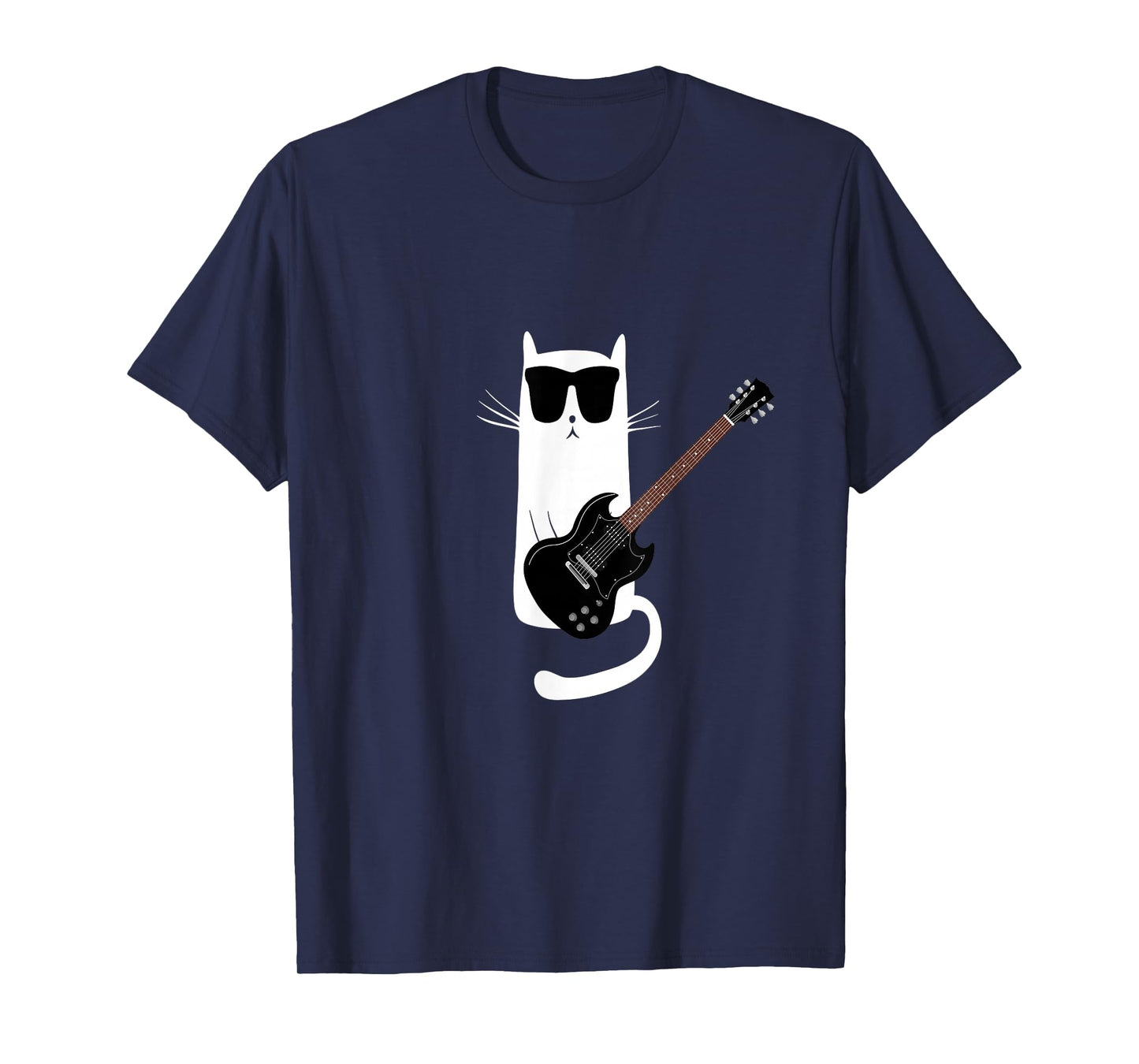 Funny Cat Wearing Sunglasses Playing Electric Guitar T-Shirt