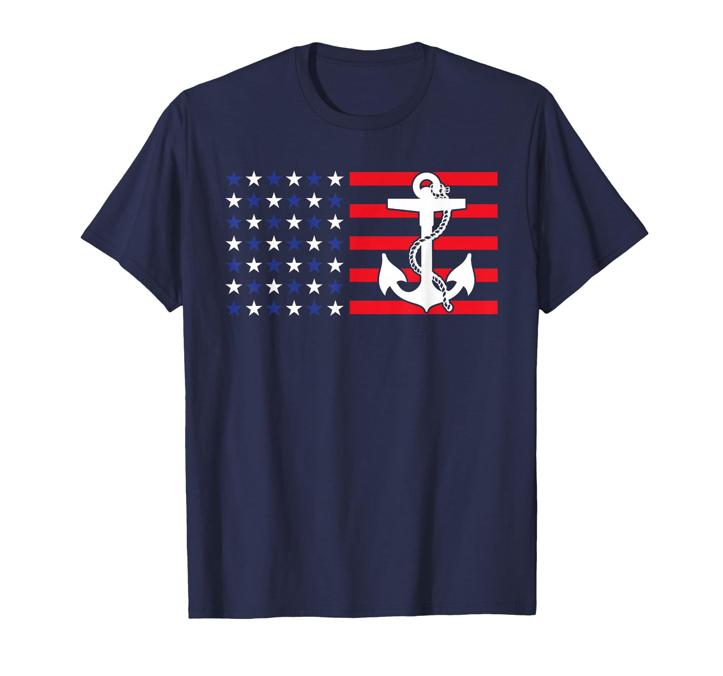 American Flag Anchor Shirt Patriotic Military July Navy USA T-Shirt