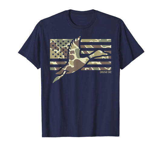 Camo Patriotic Mallard Duck Camouflage Flying Duck Hunting T-Shirt