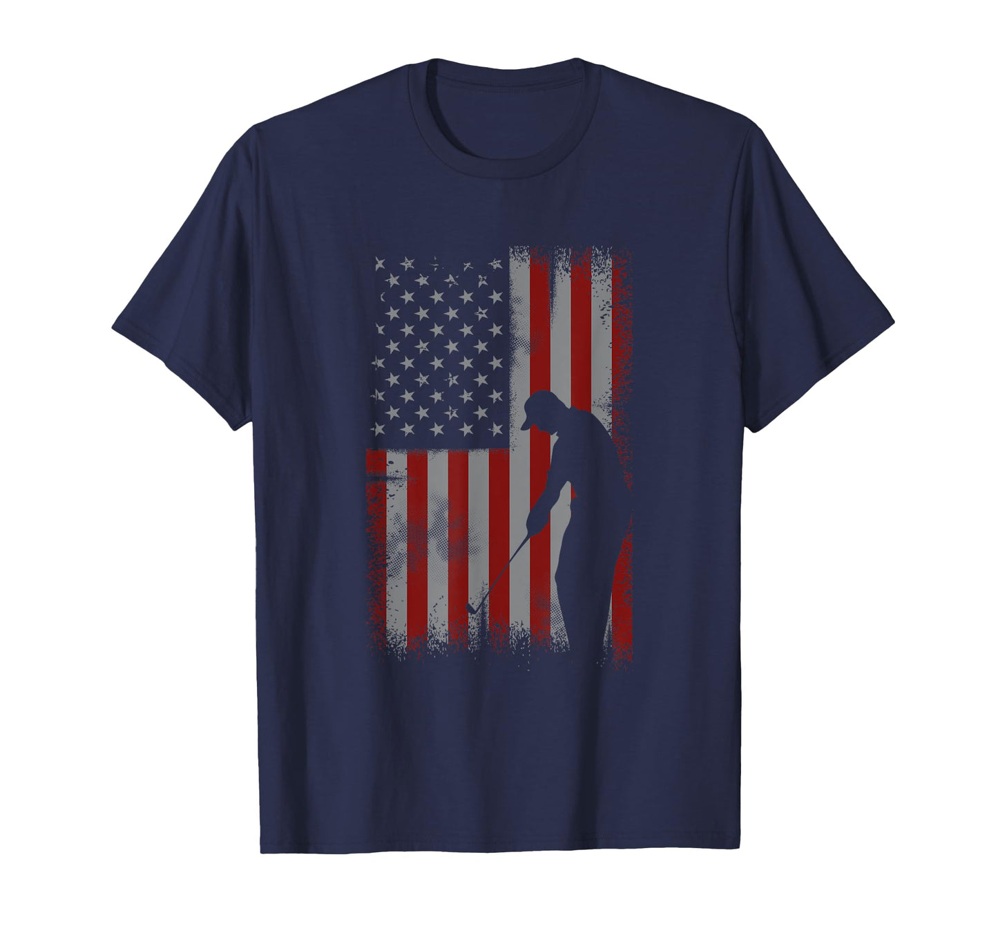 Retro American Flag Golf Gift for Golfer Men Golf Club Gift T-Shirt