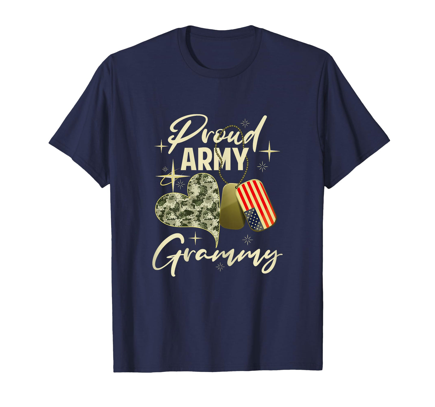 Proud Army Grammy Camouflage Mother's Day Dog Tag US Flag T-Shirt