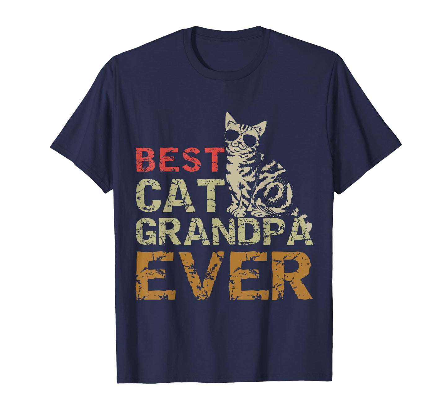 Best Cat Grandpa Ever Funny Cat Kitty Lover Retro Style Gift T-Shirt for Men Women Girls Kids