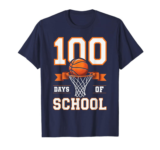 100th Day of School Basketball Kids 100 Days of School Boys T-Shirt