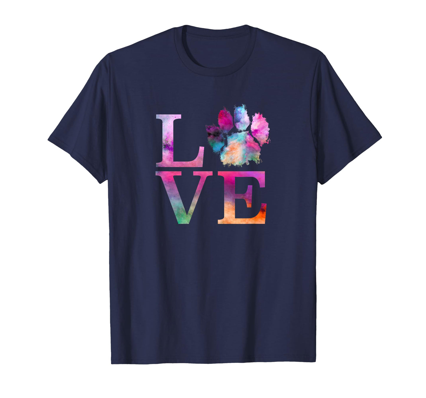 Love Dog Paw Print Shirt Colorful Messy Animal Gifts Women T-Shirt