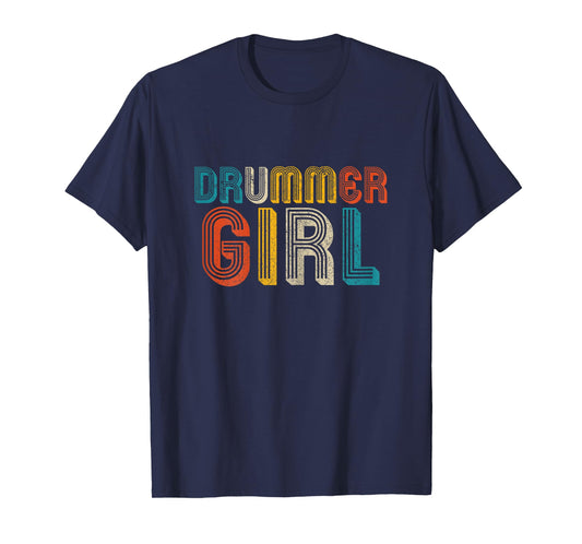 Drummer Girl Drum Kit Vintage Drummer Gift T-Shirt