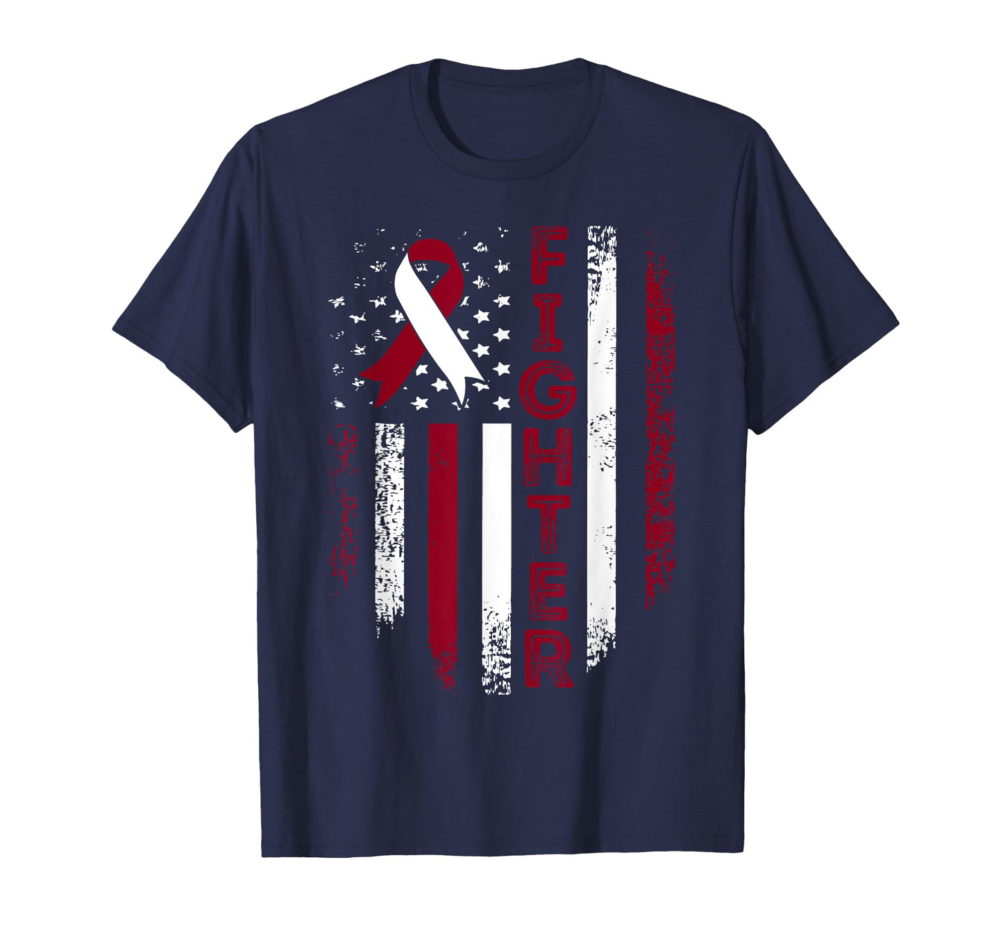 Fighter USA Flag Throat Cancer Awareness Throat Cancer T-Shirt