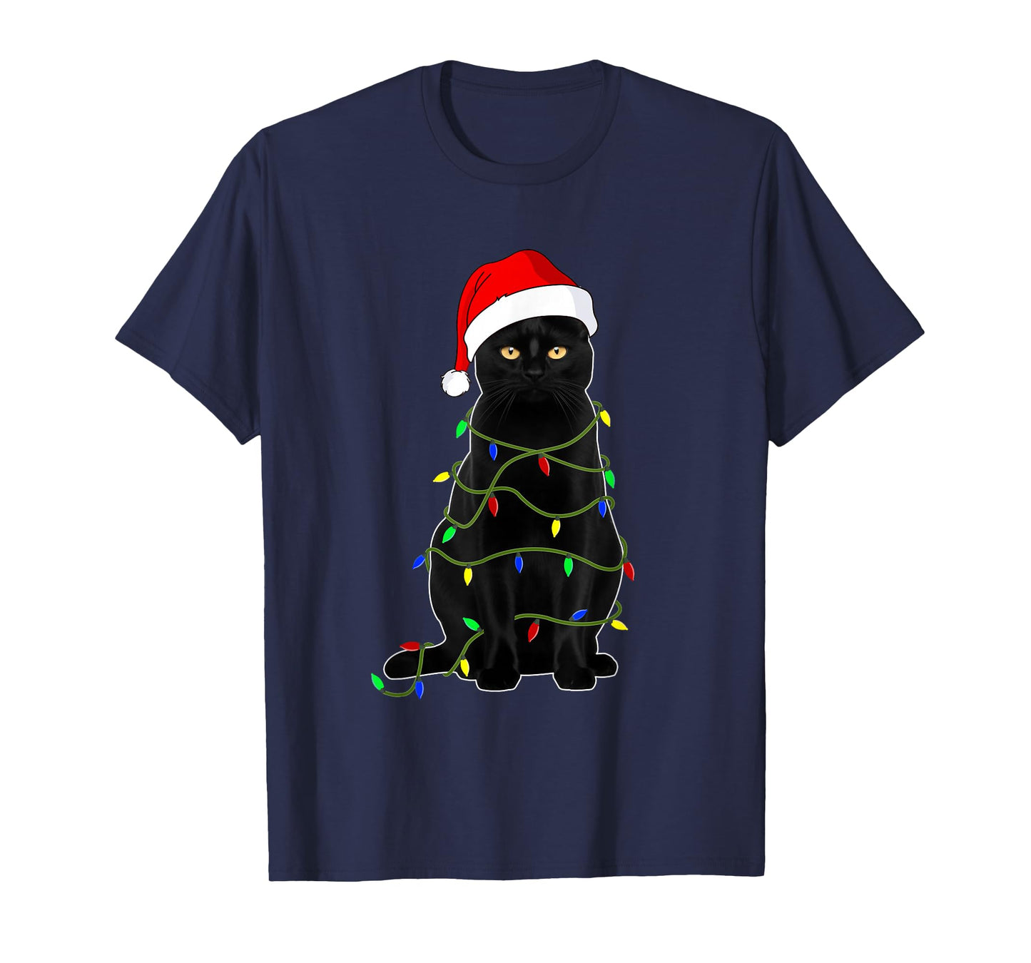 Black Cat Santa Christmas Family Matching Pajamas Xmas Men Women Kids T-Shirt