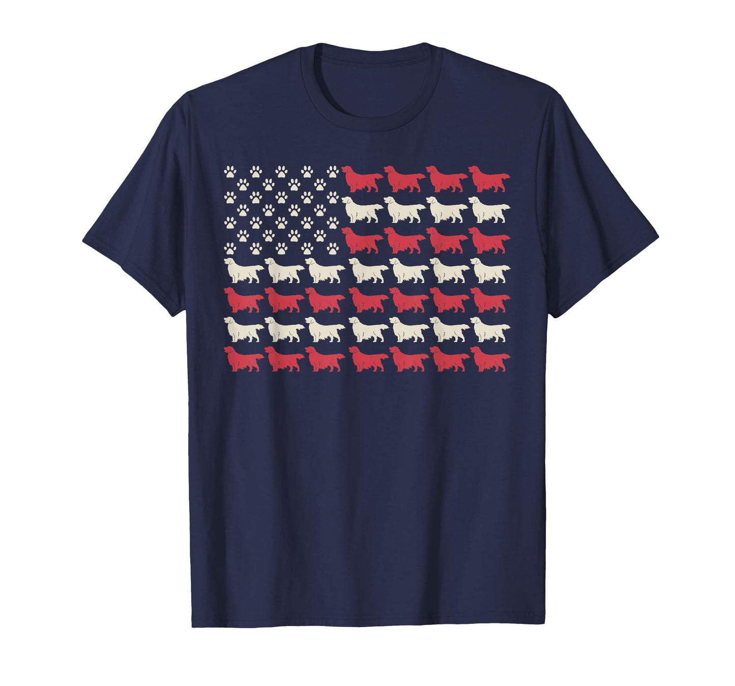 Golden Retriever Patriotic American Flag, 4th of July Dogs T-Shirt