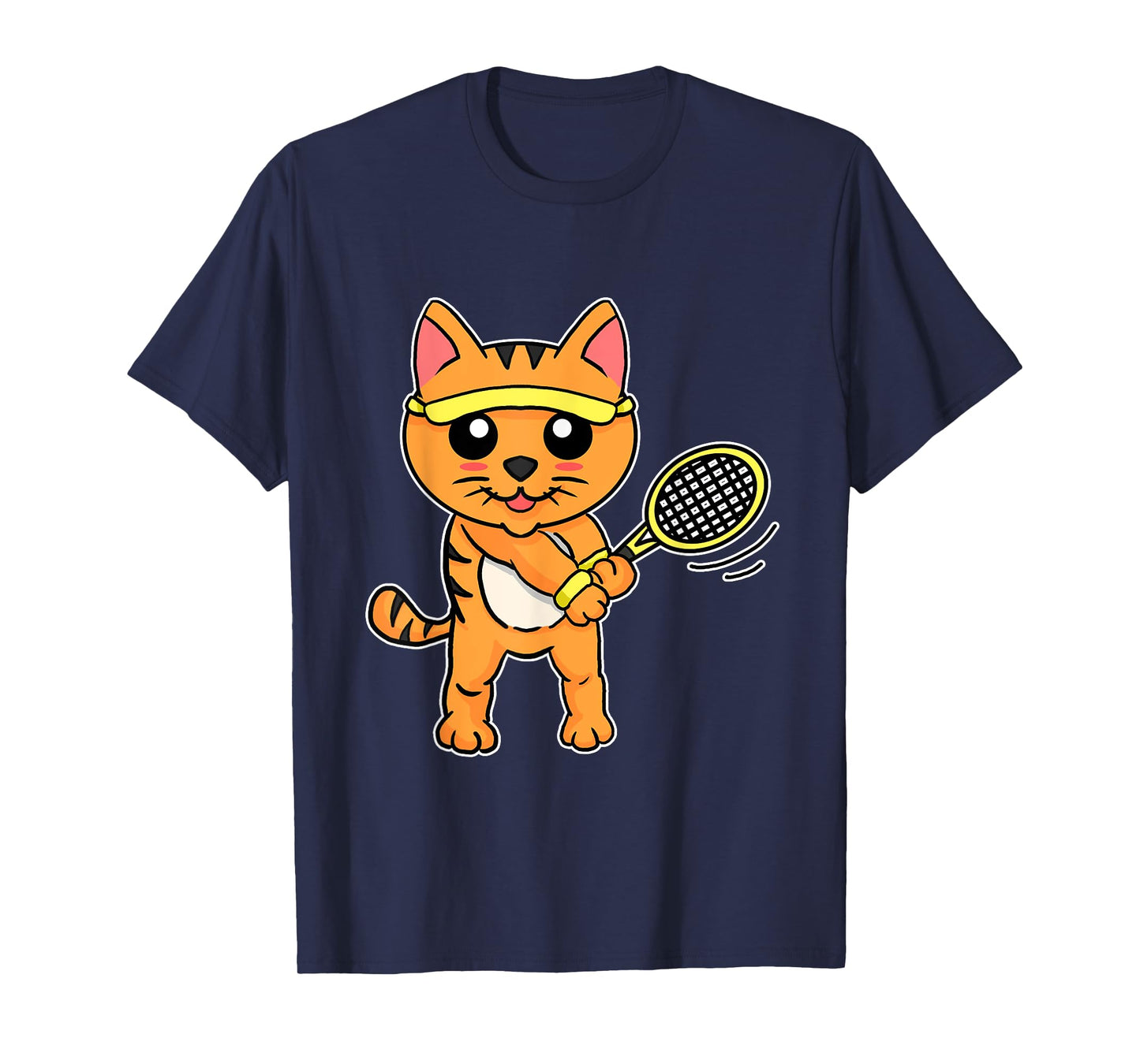 Funny Tennis Racket Gift Cat Playing Tennis Men Women Girls Kids T-Shirt