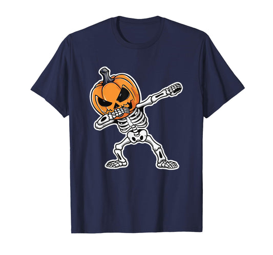 Dabbing Skeleton Jack O Lantern Pumpkin Halloween T-Shirt