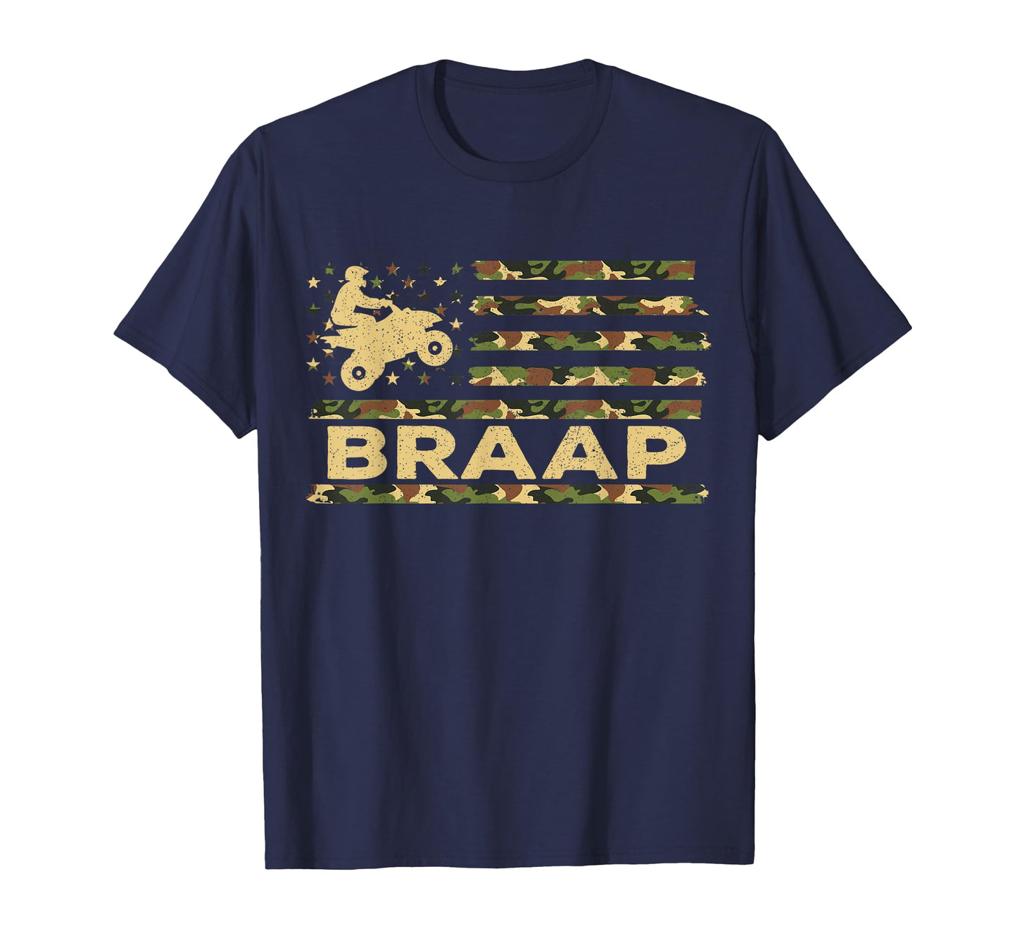 Braap Camouflage USA American Flag Quad Bike ATV Gift T-Shirt
