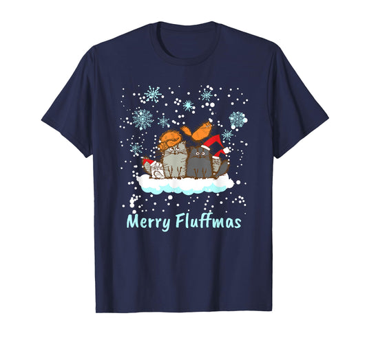 Christmas I Merry Fluffmas I Christmas Cat Xmas Kitten Men Women Kids T-Shirt