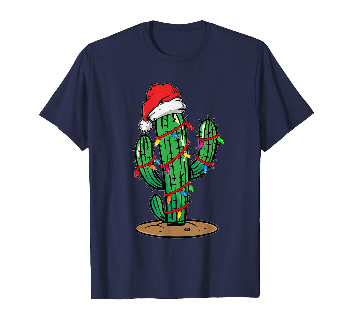 Christmas Lights Cactus Lover Funny Xmas Gift T-Shirt