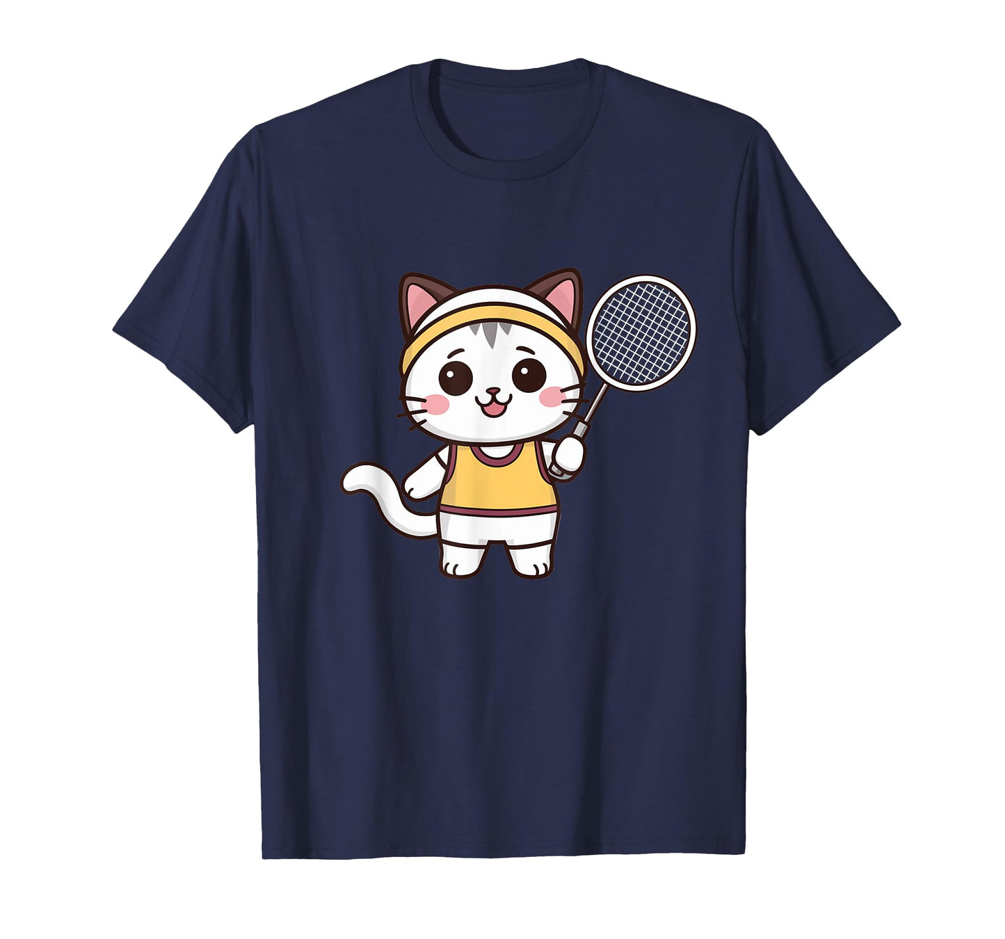 Badminton Funny Cat Women Girls Badminton Player Kawaii T-Shirt