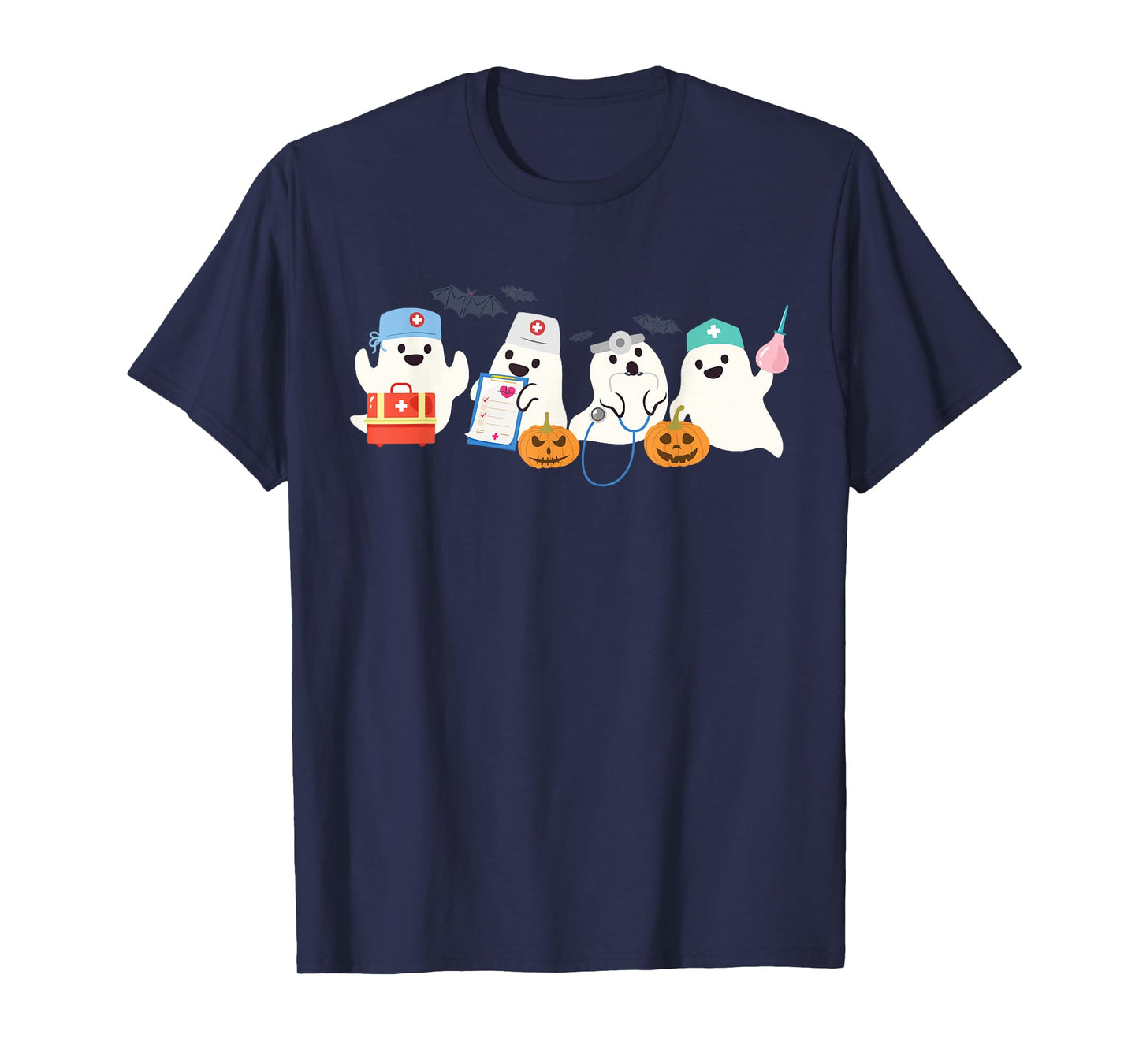 Cute Ghost Nurse Halloween Medical Boo Doctor Scary Hospital T-Shirt