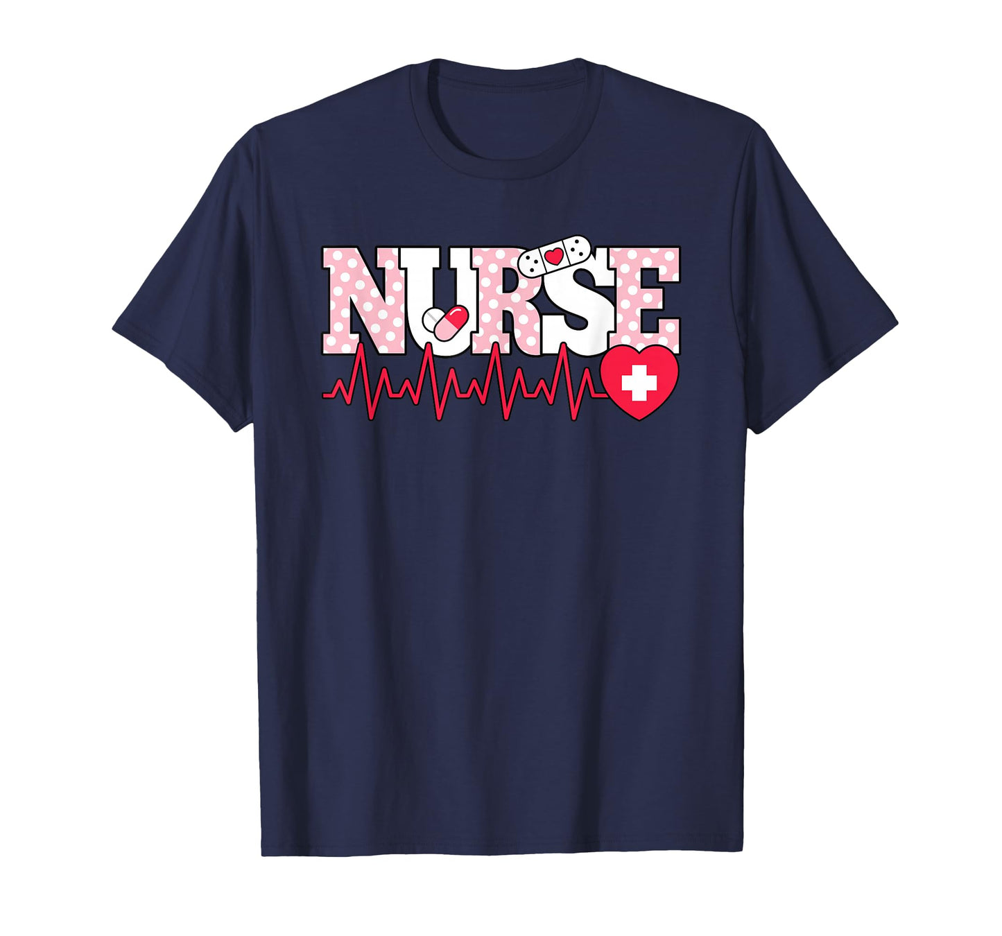Cute Pink Nurse Heartbeat Nursing Women T-Shirt
