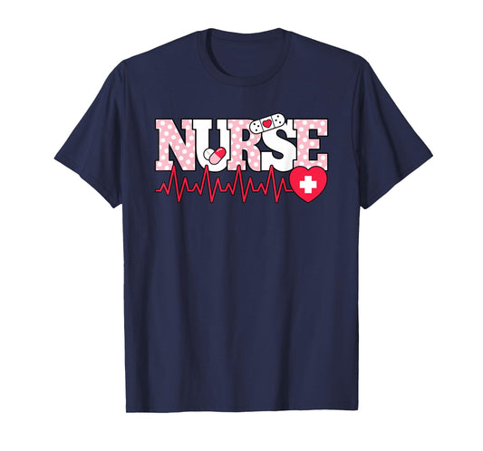 Cute Pink Nurse Heartbeat Nursing Women T-Shirt