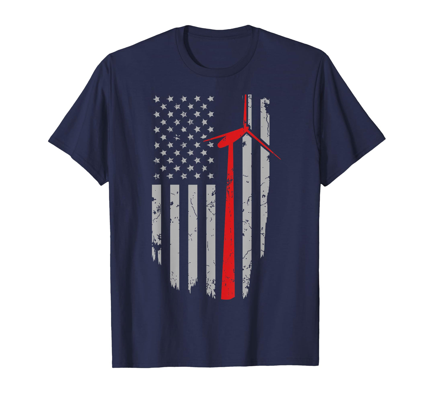Vintage American Flag Mens Apparel, Wind Turbine Technician T-Shirt