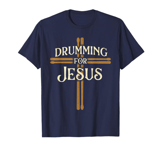 Funny Drumming Shirts - Drumming For Jesus - Christian Drummer Percussionist Drums T-Shirt - Black - Small - Unisex-Adults - Short Sleeve - Classic Fit - Cotton 50%, Polyester 50%