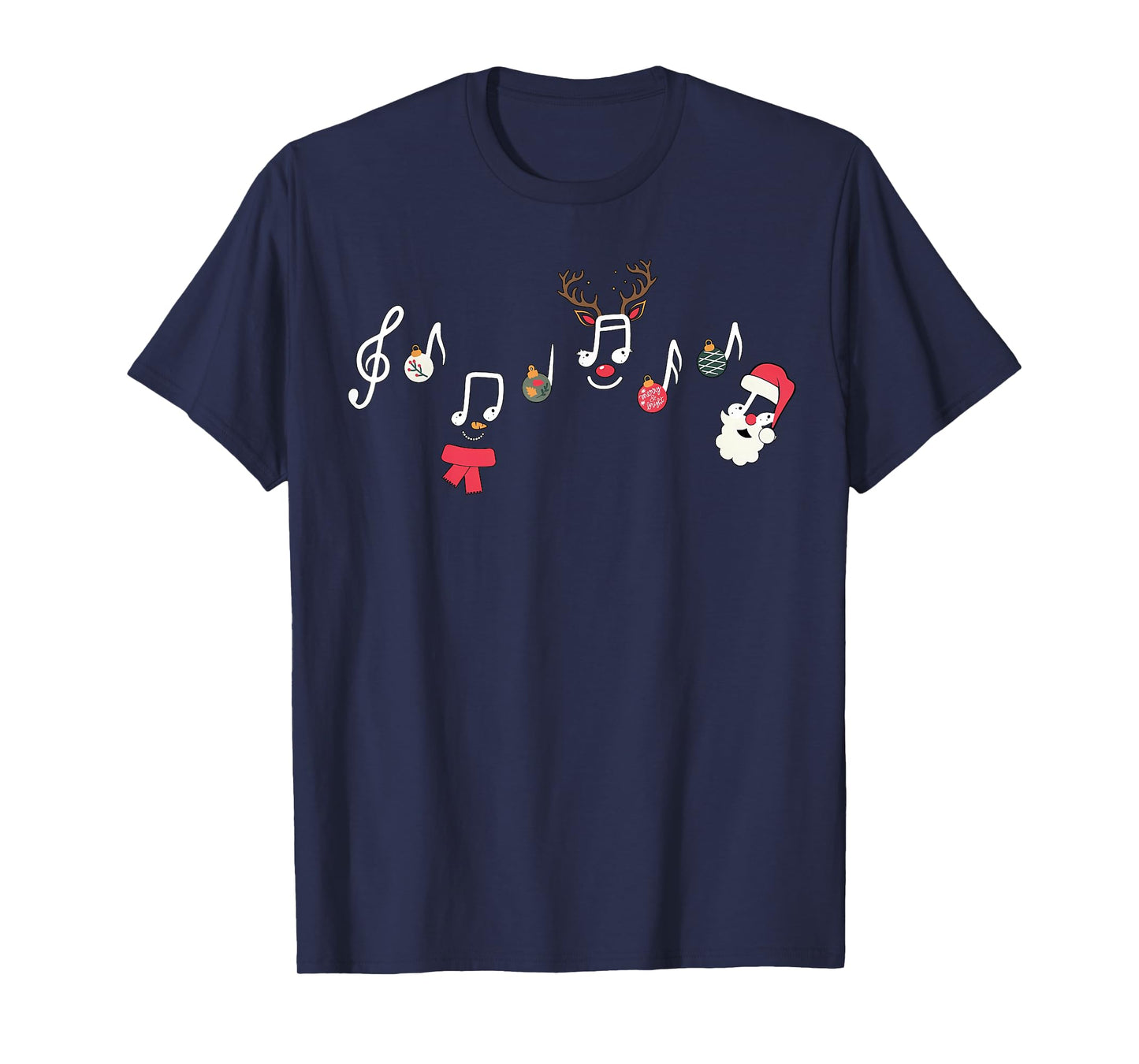 Christmas Santa Snowman Reindeer Music Notes Teacher Holiday T-Shirt
