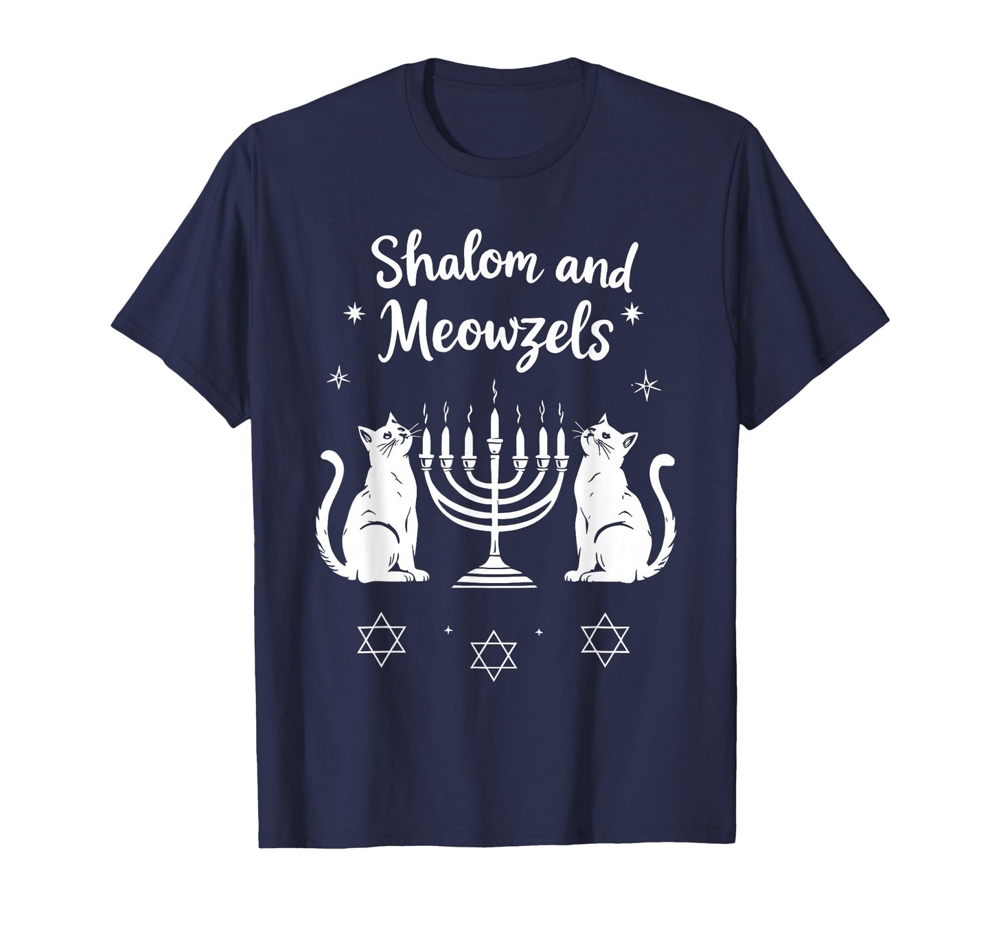 Shalom and Meowzels Funny Jewish Cat Hanukkah T-Shirt